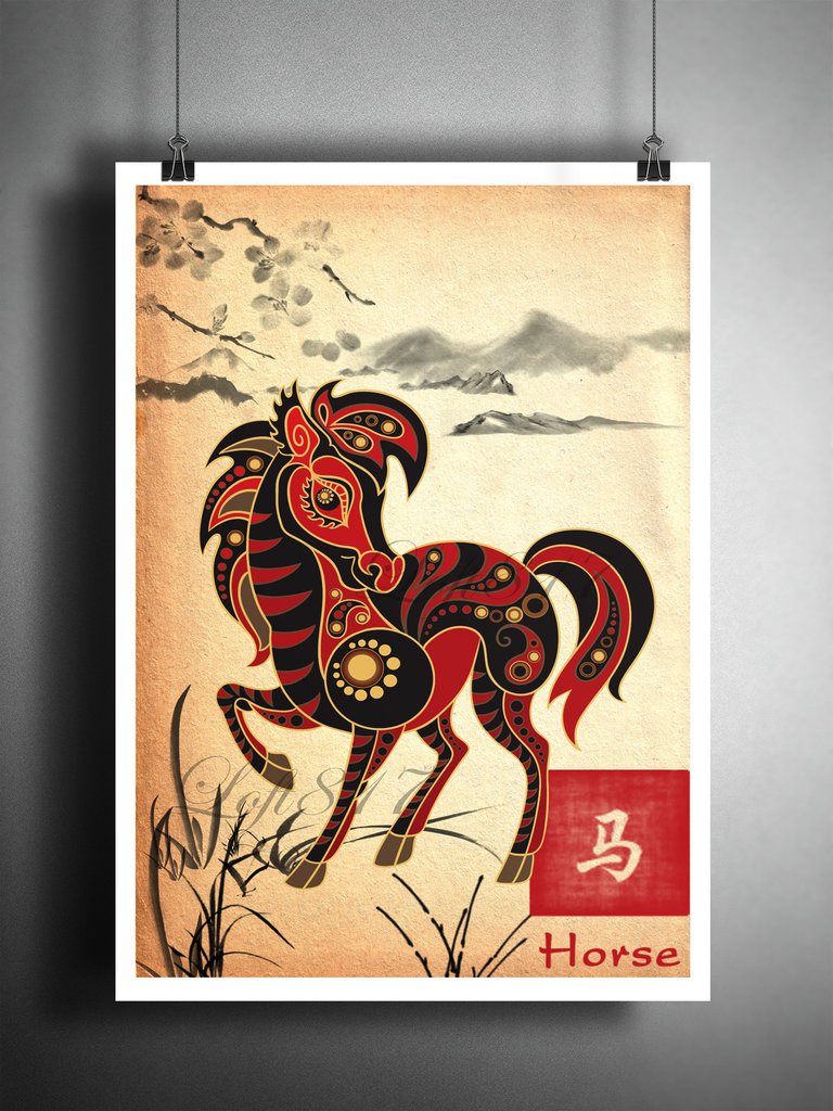 768x1024 Chinese Zodiac Horse, Asian Wall Art, Asian Art Print, Japanese - Japanese Horse Painting