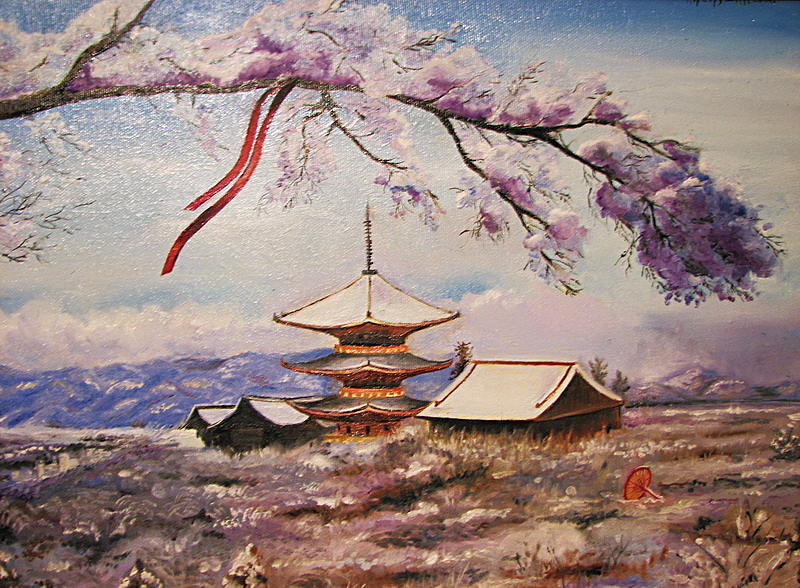 800x588 Japanese Landscape Painting By Kirill Danileiko - Japanese House Painting