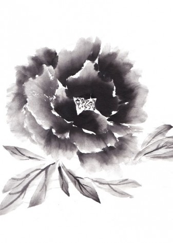 337x474 Japanese Ink Painting Cherry Blossoms Amp Chrysanthemums - Japanese Ink Painting