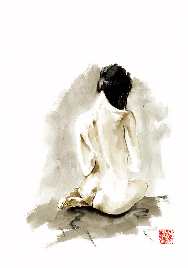 631x900 Woman Geisha Erotic Act Japanese Ink Painting Painting By Mariusz - Japanese Ink Painting