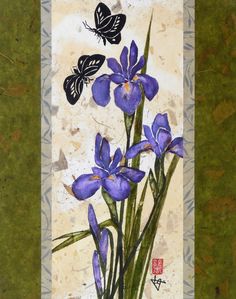 236x299 Japanese Iris Garden Watercolor Nature Painting, Mixed Media - Japanese Iris Painting