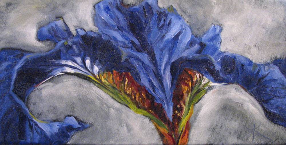 1000x508 Kim Blair Floral Painting Of A Japanese Iris, Blue Wings, By - Japanese Iris Painting