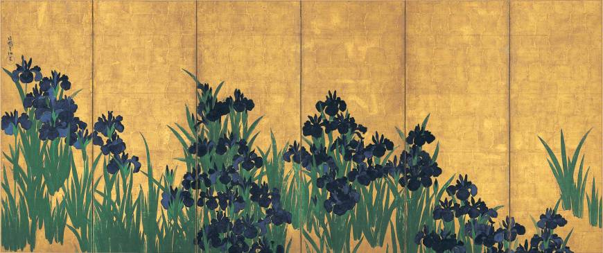 870x365 National Treasure Irises Screens A Legacy Of Poetic Allusion - Japanese Iris Painting