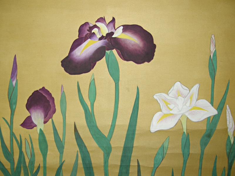 800x600 Ss 40059 [ Shobu Sweet Flag Flowers ] Japanese Style Traditional - Japanese Iris Painting