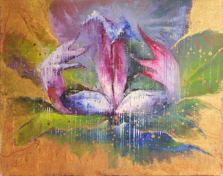 770x610 Saatchi Art Embrace. Japanese Iris Flower. Painting By Anna Ravliuc - Japanese Iris Painting