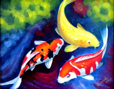 375x292 Japanese Koi Fish Paintings For Sale Saatchi Art - Japanese Koi Fish Painting