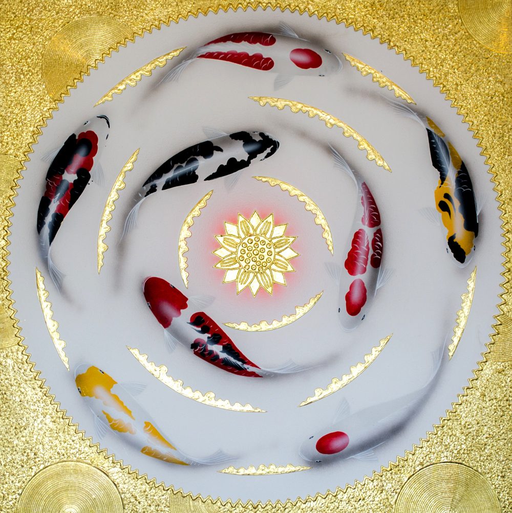 1000x1003 Japanese Koi Painting Amp Golden Lotus Feng Shui Artwork L Royal - Japanese Koi Fish Painting