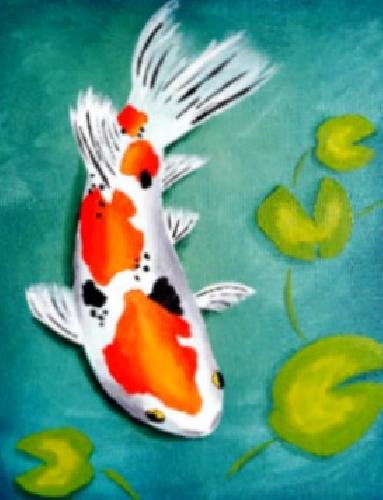 383x500 Rocket Shop Cafe 05052018 Paint Nite Event - Japanese Koi Fish Painting