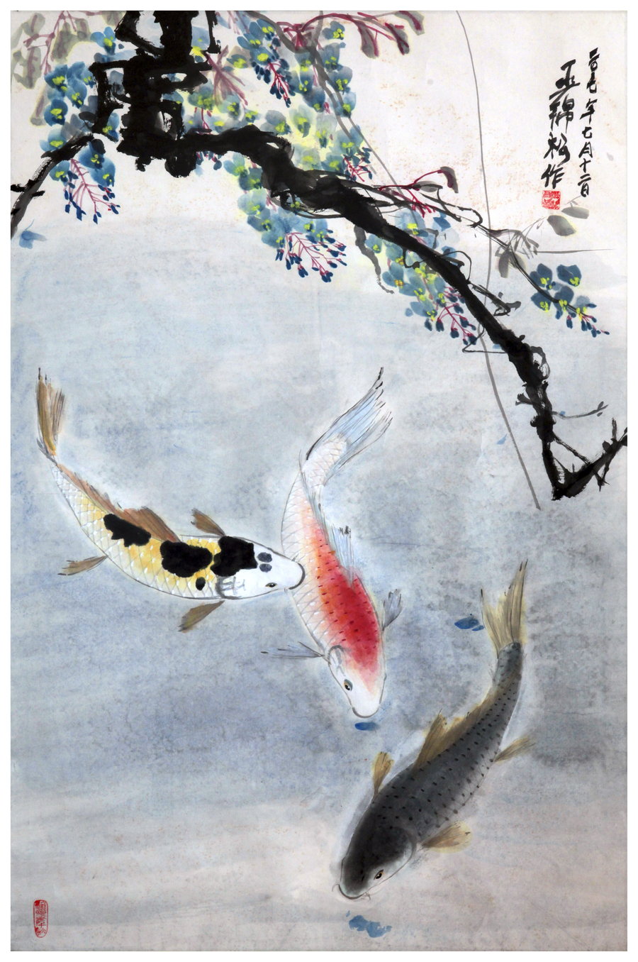 900x1356 Traditional Japanese Koi Fish Painting - Japanese Koi Fish Painting