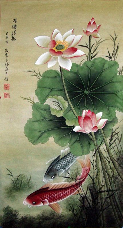 431x800 Japanese Koi Fish Painting - Japanese Koi Fish Painting