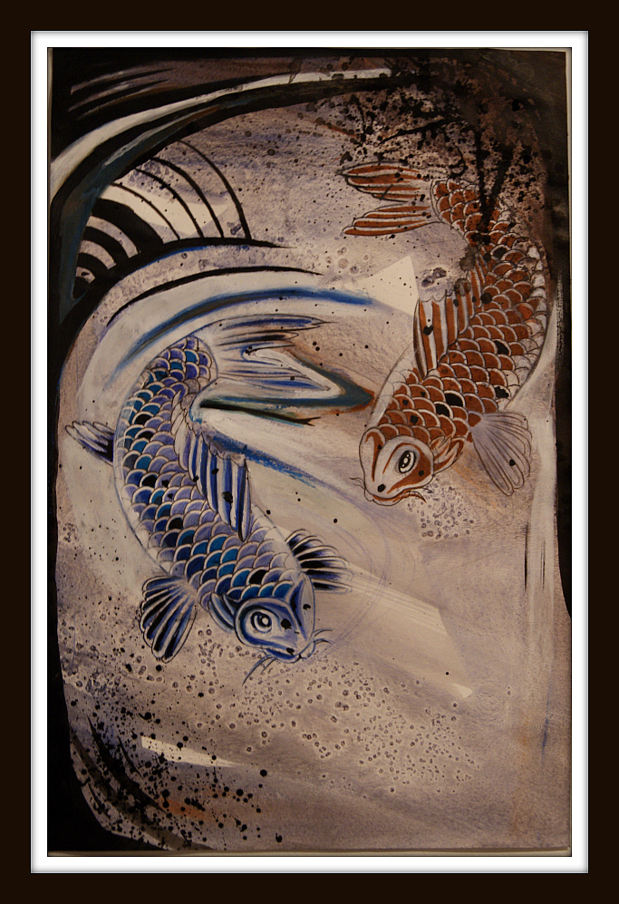 683x997 Japanese Koi Fish Painting By Davepinsker - Japanese Koi Painting