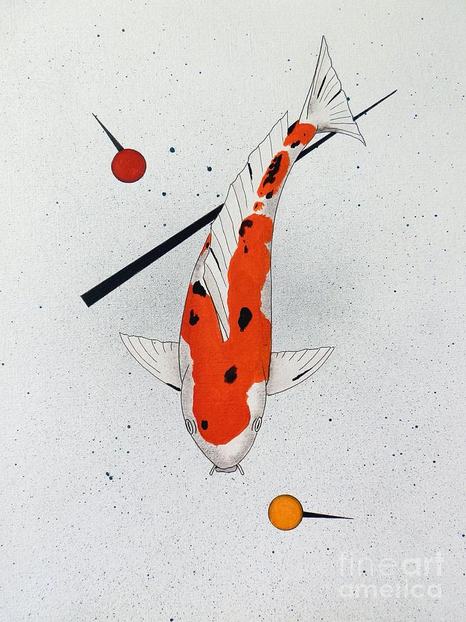 675x900 Japanese Koi Kohaku Point Painting By Gordon Lavender - Japanese Koi Painting