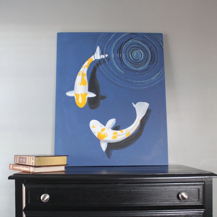 736x736 Koi Painting 24 X 30 Japanese Koi, Acrylic On Canvas, Zen, Asian - Japanese Koi Painting
