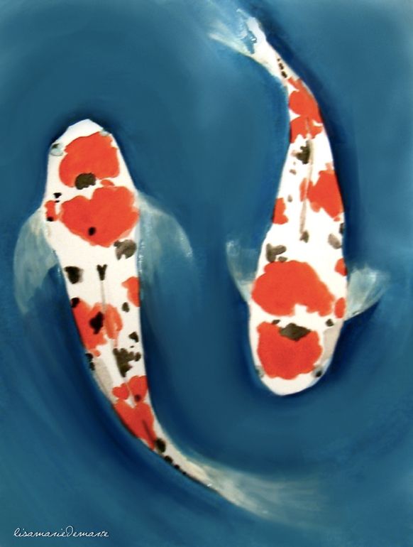 582x770 Saatchi Art Artist Lisa Marie Demarte Acrylic Painting Japanese - Japanese Koi Painting