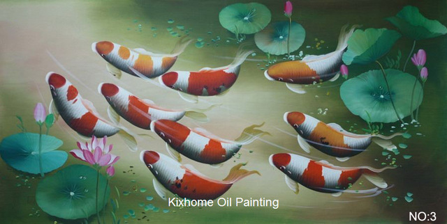640x322 Three Styles For Choice.japanese Koi Fish And Waterlilies Hand - Japanese Koi Painting