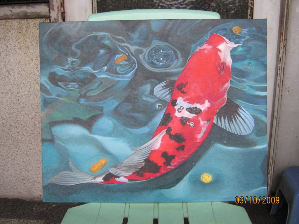 1024x768 Wildlife Art By Eunice Yap Japanese Koi - Japanese Koi Painting