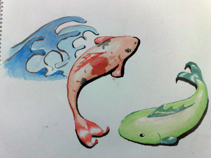 900x675 Koi Japanese Water Color Paint By Enterobius - Japanese Koi Painting