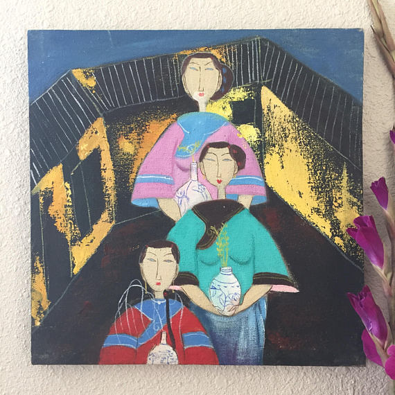 570x570 Japanese Lady Painting Original Art Japanese Ladies - Japanese Lady Painting