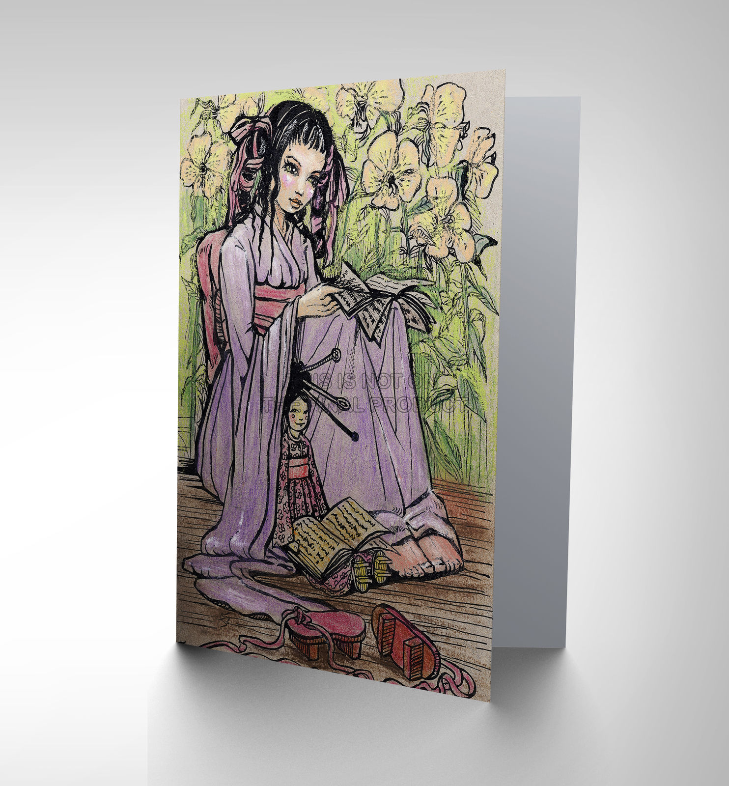 1484x1600 Painting Portrait Japanese Lady Girl Kimono Greetings Birthday - Japanese Lady Painting