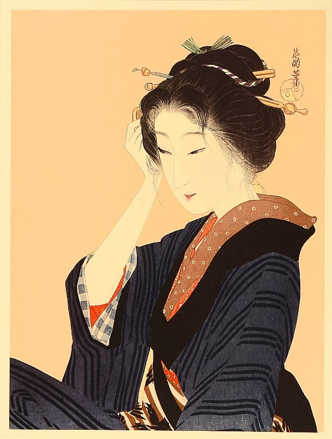 Bejin Beautiful Woman By Eiho Hirezaki (1881 1968) Japanese - Japanese Lady Painting. 