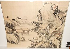 300x208 Old Japanese Landscape Watercolor On Silk Unsigned Painting Ebay - Japanese Landscape Painting