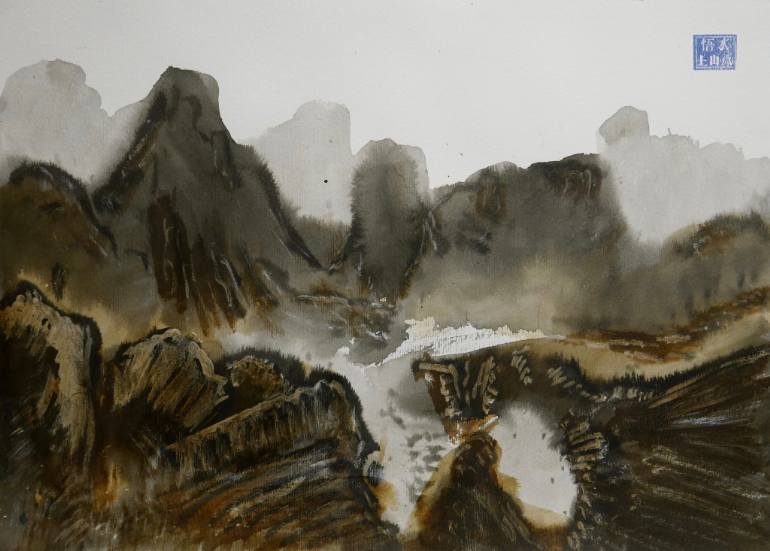 770x551 Saatchi Art Japanese Landscape Painting By Jean W Hacquin - Japanese Landscape Painting