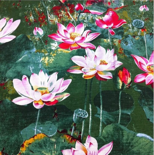 634x640 Free Shipping,oil Painting Style Japanese Nationality Lotus,linen - Japanese Lotus Painting