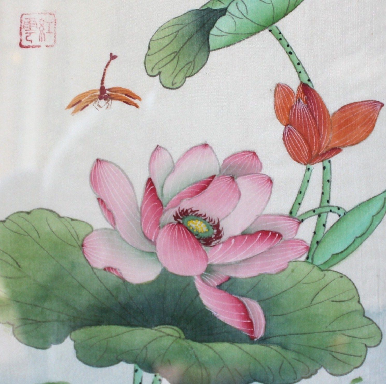 1491x1482 Japanese Painting Lotus - Japanese Lotus Painting