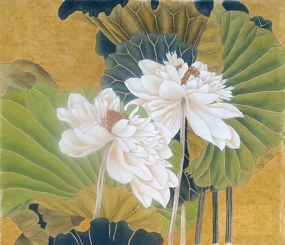 933x800 Chinese Lotus Painting Lotus 2393007, 69cm X X - Japanese Lotus Painting