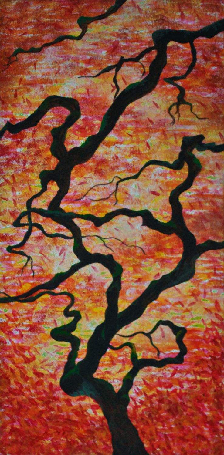 738x1500 Tree Painting Canvas Art Print - Japanese Maple Painting