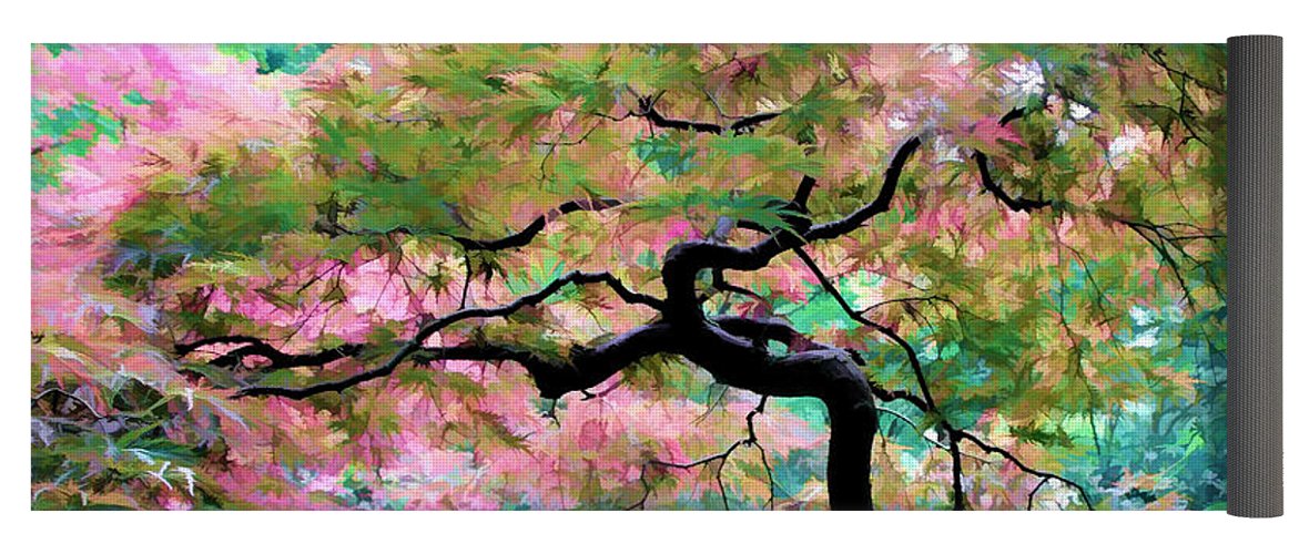 1171x500 Japanese Maple Tree Painting Yoga Mat For Sale By Athena Mckinzie - Japanese Maple Tree Painting