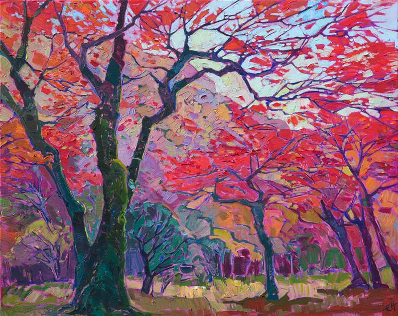 799x635 Maples In Red - Japanese Maple Tree Painting
