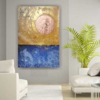 200x200 Japanese Style Painting Abstract Landscape 110x160 Cm Sun Koi Fish - Japanese Minimalist Painting