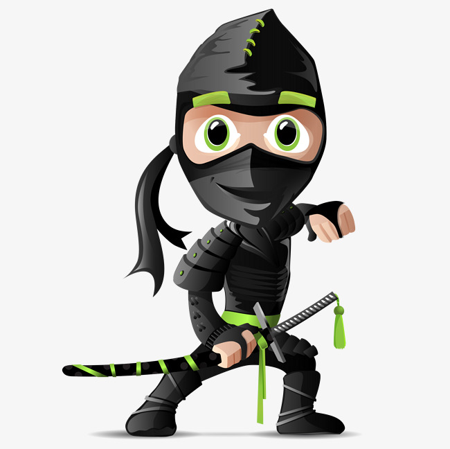 650x648 Hand Painted Cartoon Japanese Masked Ninja, Cartoon Characters - Japanese Ninja Painting