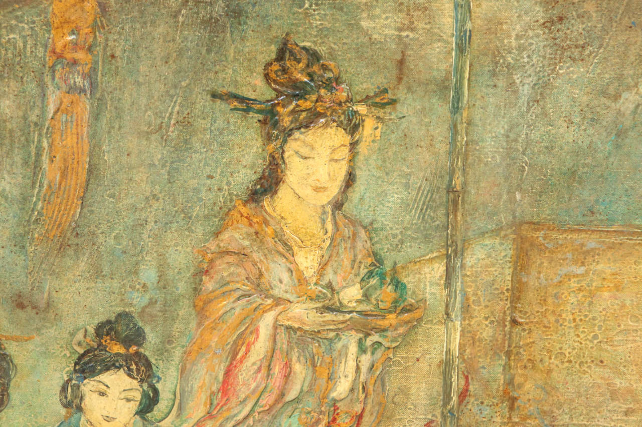 1280x853 Large Japanese Oil Painting On Canvas, 1920s - Japanese Oil Painting