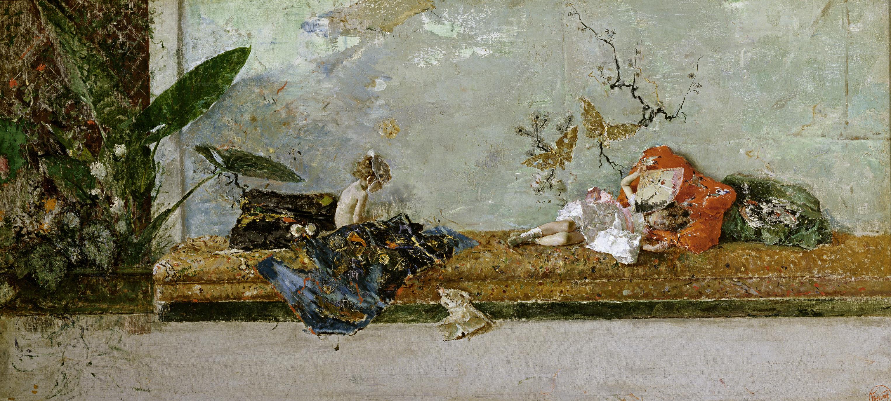 3051x1374 Filemariano Fortuny The Artist's Children In The Japanese Salon - Japanese Oil Painting Artists