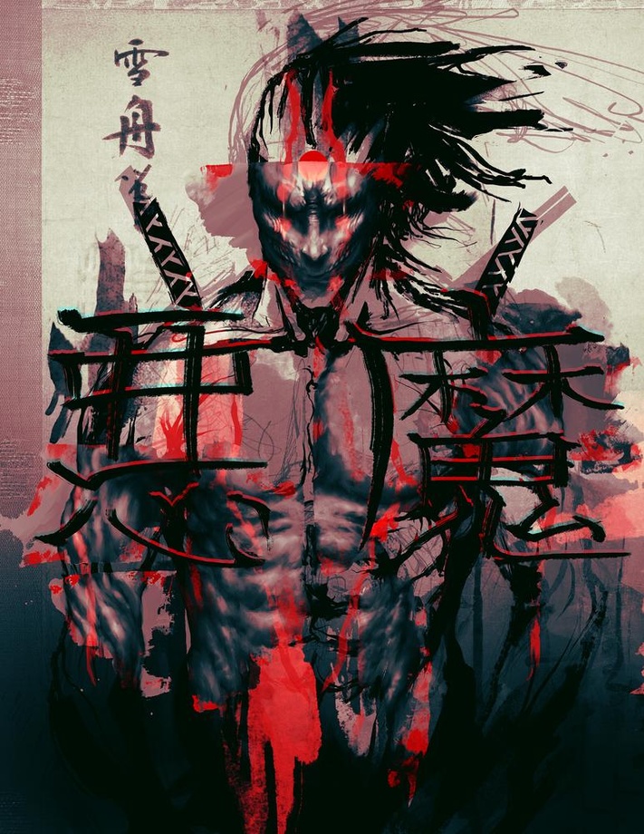 711x920 Japan's Oni, An Art Print By John Trinh - Japanese Oni Painting