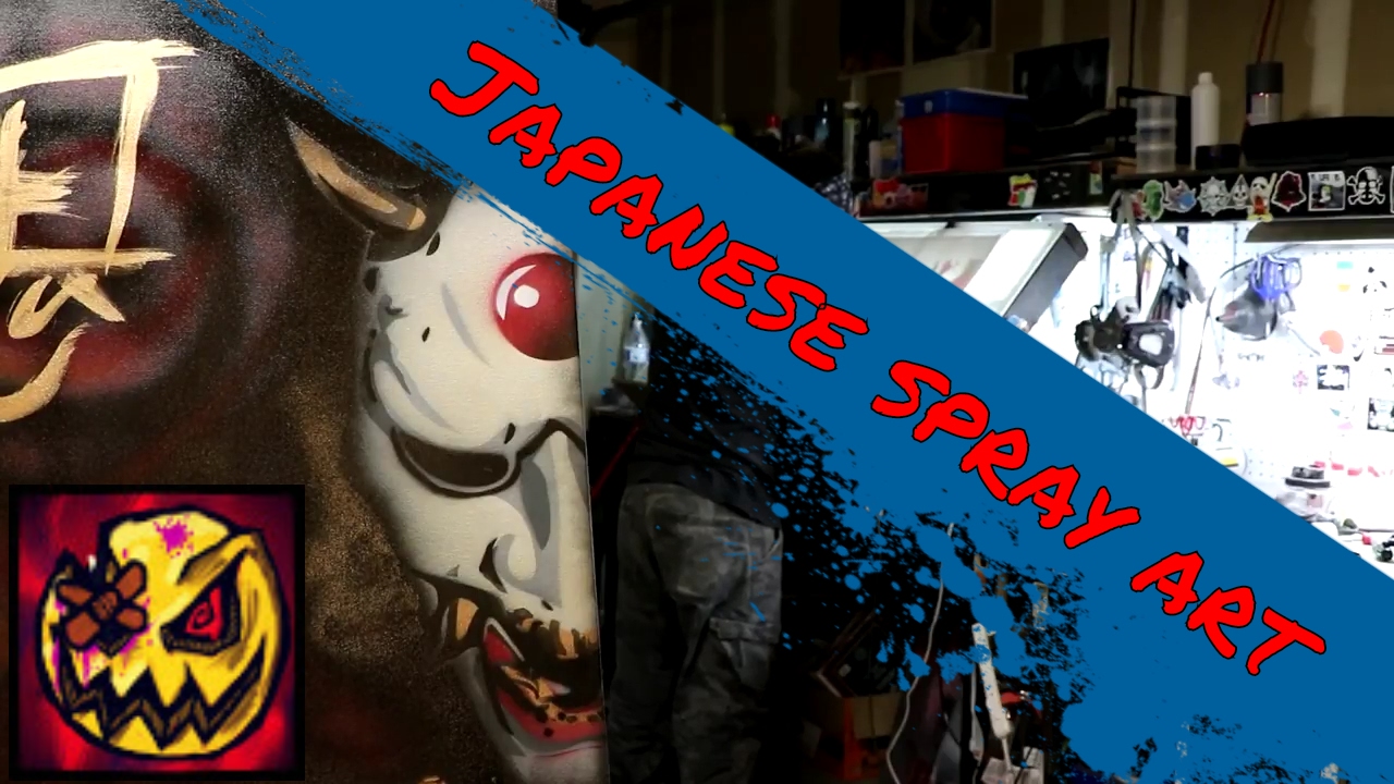 1280x720 Japanese Oni Demon Spray Art Painting - Japanese Oni Painting