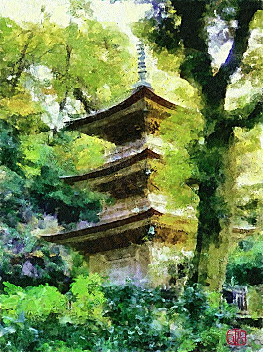 Japanese Pagoda Painting at PaintingValley.com | Explore collection of ...