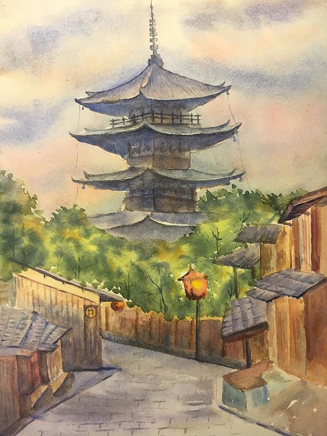 675x900 Japanese Pagoda Painting By Ying Jiang - Japanese Pagoda Painting