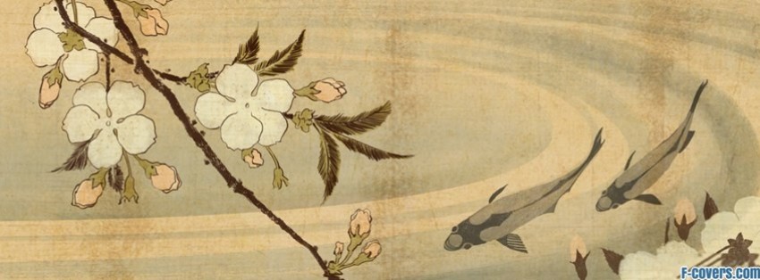 850x314 Japanese Art Koi Fish Facebook Cover Timeline Photo Banner For Fb - Japanese Painting Koi