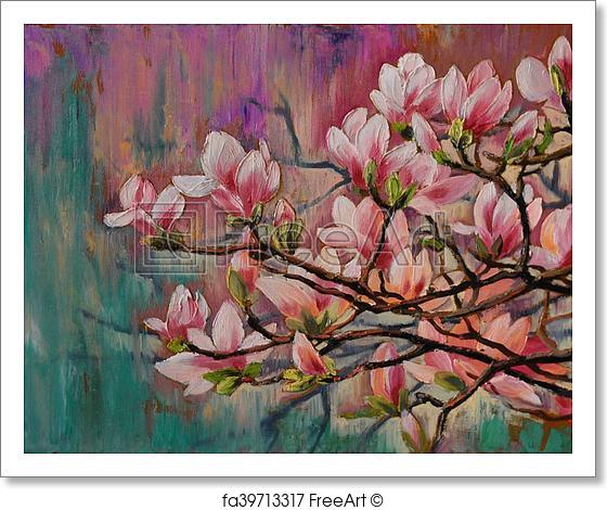 560x470 Free Art Print Of Oil Painting - Japanese Painting Sakura