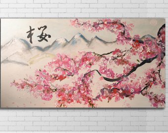 340x270 Cherry Blossom Painting Sakura Gift Sakura Painting - Japanese Painting Sakura