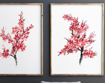 340x270 Cherry Blossom Art Etsy - Japanese Painting Sakura