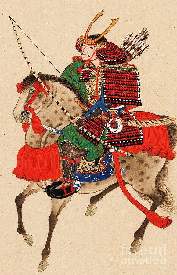 580x900 Samurai On Horseback Painting By Pg Reproductions - Japanese Painting Samurai