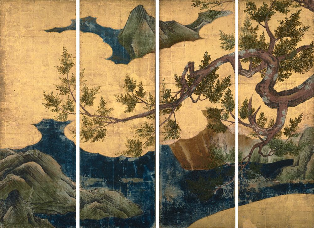 1000x727 Japanese Painting, Reproduction, Cypress Tree. Attributed - Japanese Painting Tree