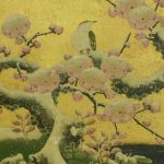 150x150 Vtg Original Japanese Painting Gold Leaf Bird Snow Covered Cherry - Japanese Painting Tree