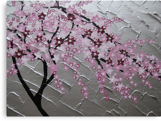 550x414 Cherry Blossom Tree Art With White And Pink Japanese Painting - Japanese Painting Tree