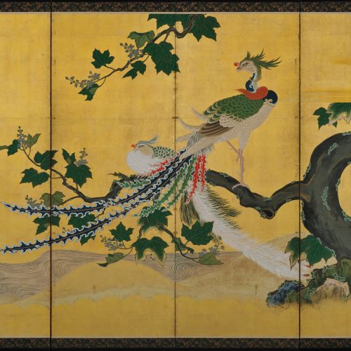 500x500 Japanese Folding Screens Kristan Hauge Japanese Art, Kyoto - Japanese Peacock Painting
