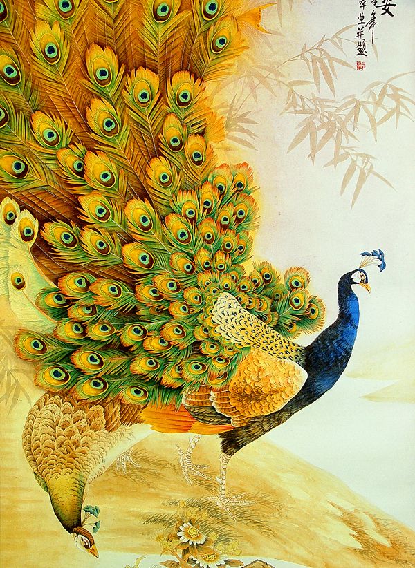 600x822 Peacock Dream ~ Vintage Japanese Peacock Painting Tattoos - Japanese Peacock Painting